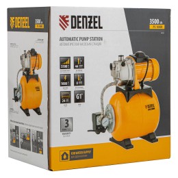 Denzel Насосная станция PS1000Х, 1000 Вт, 3500 л/ч, ресивер 24 л, подъем 44 м, нержавейка 97211