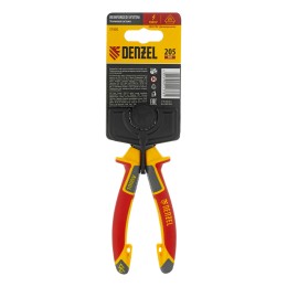 Denzel Длинногубцы прямые, диэлектрические рукоятки до 1000 В, трехкомпонентные рукоятки, 205мм 17305
