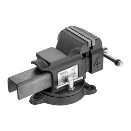 Denzel Тиски слесарные BVH-100, 100 мм, поворотные, стальная направляющая, с наковальней 18683