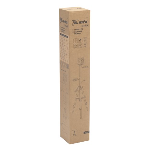 Лазерный уровень QBC GREEN Pro SET, 20 м, зеленый луч, батарейки, штатив MTX 350115