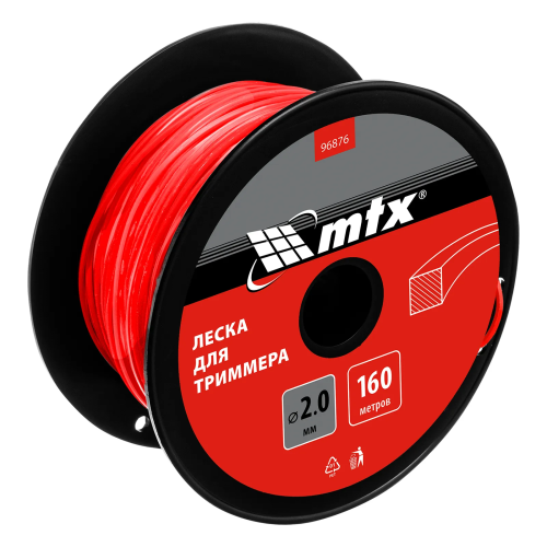 Леска для триммера квадрат 2,0 мм х 160 м, на катушке MTX  96876