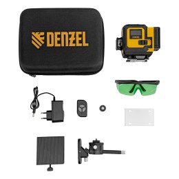 Denzel Лазерный уровень мультипризменный DLV-360-3C, 30 м, зеленый луч, Li-Ion 2,4 Aч, кейс 35080