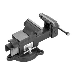 Denzel Тиски слесарные BVH-125, 125 мм, поворотные, стальная направляющая, с наковальней 18684