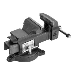 Denzel Тиски слесарные BVH-100, 100 мм, поворотные, стальная направляющая, с наковальней 18683