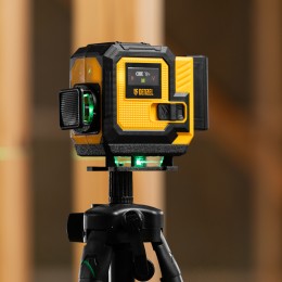Denzel Лазерный уровень мультипризменный DLV-360-3T, 30 м, зеленый луч, Li-Ion 2,4 Aч, штатив 350805