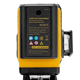 Denzel Лазерный уровень мультипризменный DLV-360-3T, 30 м, зеленый луч, Li-Ion 2,4 Aч, штатив 350805