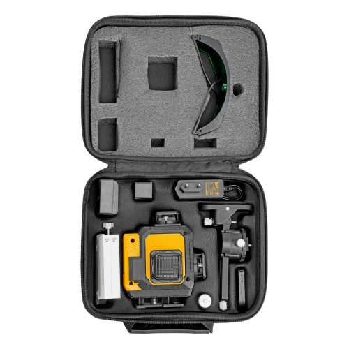 Лазерный уровень мультипризменный DLV 360-4T, 30 м, зеленый луч, Li-Ion 2,4 Aч, штатив Denzel 350815