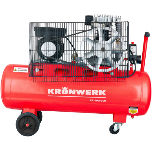 Компрессор воздушный KR 100/350, 2,2 кВт, 350 л/мин, 100 л, ременная передача Kronwerk 58045