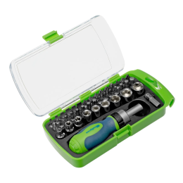 СИБРТЕХ Отвертка ревер. + биты, 41 пред., PH+PZ+SL+H+T, CrV, 2к рукоятка 133587