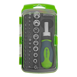 СИБРТЕХ Отвертка ревер. + биты, 41 пред., PH+PZ+SL+H+T, CrV, 2к рукоятка 133587