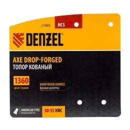 Denzel Топор кованый, 1360 г, американский тип, буковая рукоятка, 700мм, EFP 21885