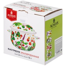 Lefard Кастрюля "шиповник" 1.5 Л Agness Эмалированная С Эмал.крышкой 16*10 См. 934-570