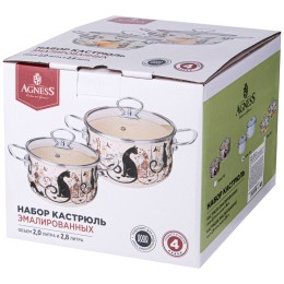 Lefard Набор Кастрюль Agness Эмалированных Серия Вивьен, 4пр. 2,0л И 2,8л, 18х11см, 20х12см. 934-711