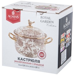 Lefard Кастрюля Эмалированная Agness С Крышкой, Серия Irises 3,8л, Диа.20см 950-573