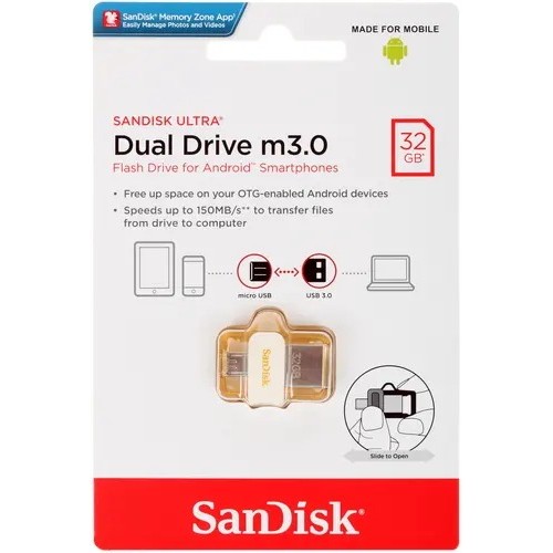 Флеш Диск Sandisk 32GB SanDisk Ultra Android Dual Drive SDDD3-032G-G46GW