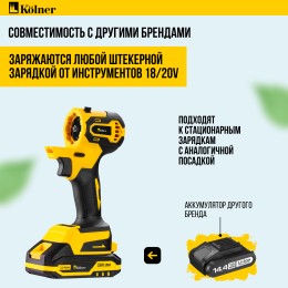 KOLNER Аккумуляторная дрель-шуруповерт 6в1Combo 20V PRO KCMT 20-3C