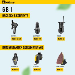 KOLNER Аккумуляторная дрель-шуруповерт 6в1Combo 20V PRO KCMT 20-3C