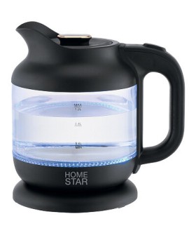 Homestar Чайник HS-1056 (1,2 л), стекло, пластик, черный 107840-SK