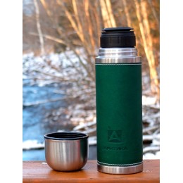 Арктика Термос 108-500-GN 500мл.в кожаной оплетке, зелёный