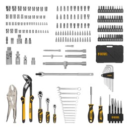 Denzel Набор инструментов, 1/2", 3/8", 1/4", CrV, S2, пластиковый кейс, 232 предмета 15808