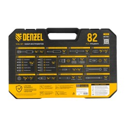 Denzel Набор инструментов, 1/2", 1/4", CrV, S2, пластиковый кейс, 82 предмета 15809