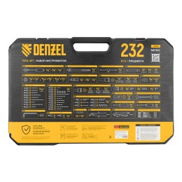 Denzel Набор инструментов, 1/2", 3/8", 1/4", CrV, S2, пластиковый кейс, 232 предмета 15808