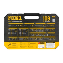 Denzel Набор инструментов, 1/2", 1/4", CrV, S2, пластиковый кейс, 109 предметов 15814