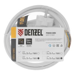 Denzel Шнур сетевой Energy Series, ПВС, 1,5 м, 3 x 1 мм 37662