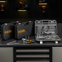 Denzel Набор инструментов, 1/2", 1/4", CrV, S2, пластиковый кейс, 109 предметов 15814