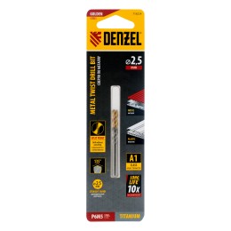 Denzel Сверло спиральное по металлу 2,5 x 57 мм, Р6М5, Golden Tip , 2шт. 718224