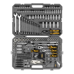 Denzel Набор инструментов, 1/2", 3/8", 1/4", CrV, S2, пластиковый кейс, 232 предмета 15808