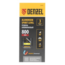 Denzel Уровень алюминиевый, магнит 800 мм 33692