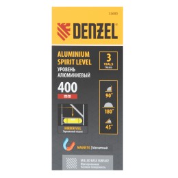 Denzel Уровень алюминиевый, магнит 400 мм 33690