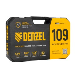 Denzel Набор инструментов, 1/2", 1/4", CrV, S2, пластиковый кейс, 109 предметов 15814