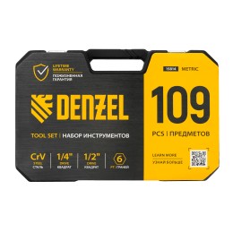 Denzel Набор инструментов, 1/2", 1/4", CrV, S2, пластиковый кейс, 109 предметов 15814
