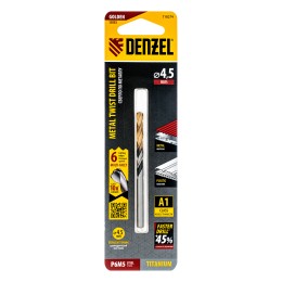 Denzel Сверло спиральное по металлу 4,5 x 80мм, Р6М5, Golden Tip, многогранная заточка 718274