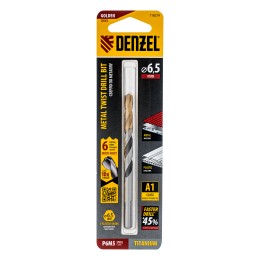 Denzel Сверло спиральное по металлу 6,5 x 93мм, Р6М5, Golden Tip, многогранная заточка 718279