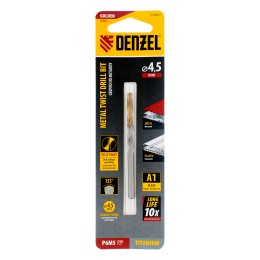 Denzel Сверло спиральное по металлу 4,5 x 80 мм, Р6М5, Golden Tip 718231