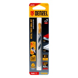 Denzel Сверло спиральное по металлу 7,0 x 109мм, Р6М5, Golden Tip, многогранная заточка 718280