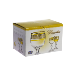 BOHEMIA Набор рюмок для ликера Claudia 50 мл. (6 шт.) Панто платина, золото Exclusive 40149/43249/50