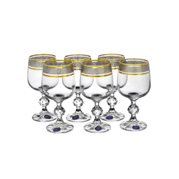 BOHEMIA Набор бокалов для вина Claudia 230 мл. (6 шт.) Панто платина, золото Exclusive 40149/43249/230