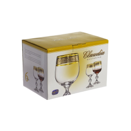 BOHEMIA Набор бокалов для вина Claudia 230 мл. (6 шт.) Панто платина, золото Exclusive 40149/43249/230