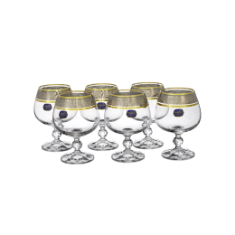 BOHEMIA Набор бокалов для коньяка Claudia 250 мл. (6 шт.) Панто платина, золото Exclusive 40149/43249/250