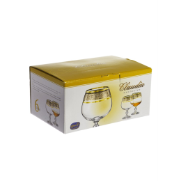 BOHEMIA Набор бокалов для коньяка Claudia 250 мл. (6 шт.) Панто платина, золото Exclusive 40149/43249/250