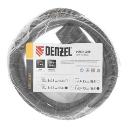 Denzel Шнур сетевой Energy Series, ПВС, 3 м, 3 x 1,5 мм 37675