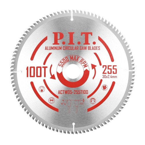 Диск пильный по алюминию P.I.T. 255x30x2,4 мм 100T (ACTW05-255T100)