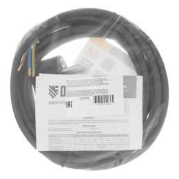 Denzel Шнур сетевой Energy Series, ПВС, 3 м, 3 x 1,5 мм 37675