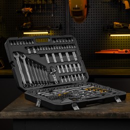 Denzel Набор инструментов, 1/2", 1/4", 3/8", CrV, S2, пластиковый кейс, 216 предметов 15807