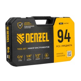 Denzel Набор инструментов, 1/2", 1/4", CrV, S2, пластиковый кейс, 94 предмета 15813