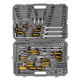 Denzel Набор инструментов, 1/2", 1/4", 3/8", CrV, S2, пластиковый кейс, 144 предмета 15805